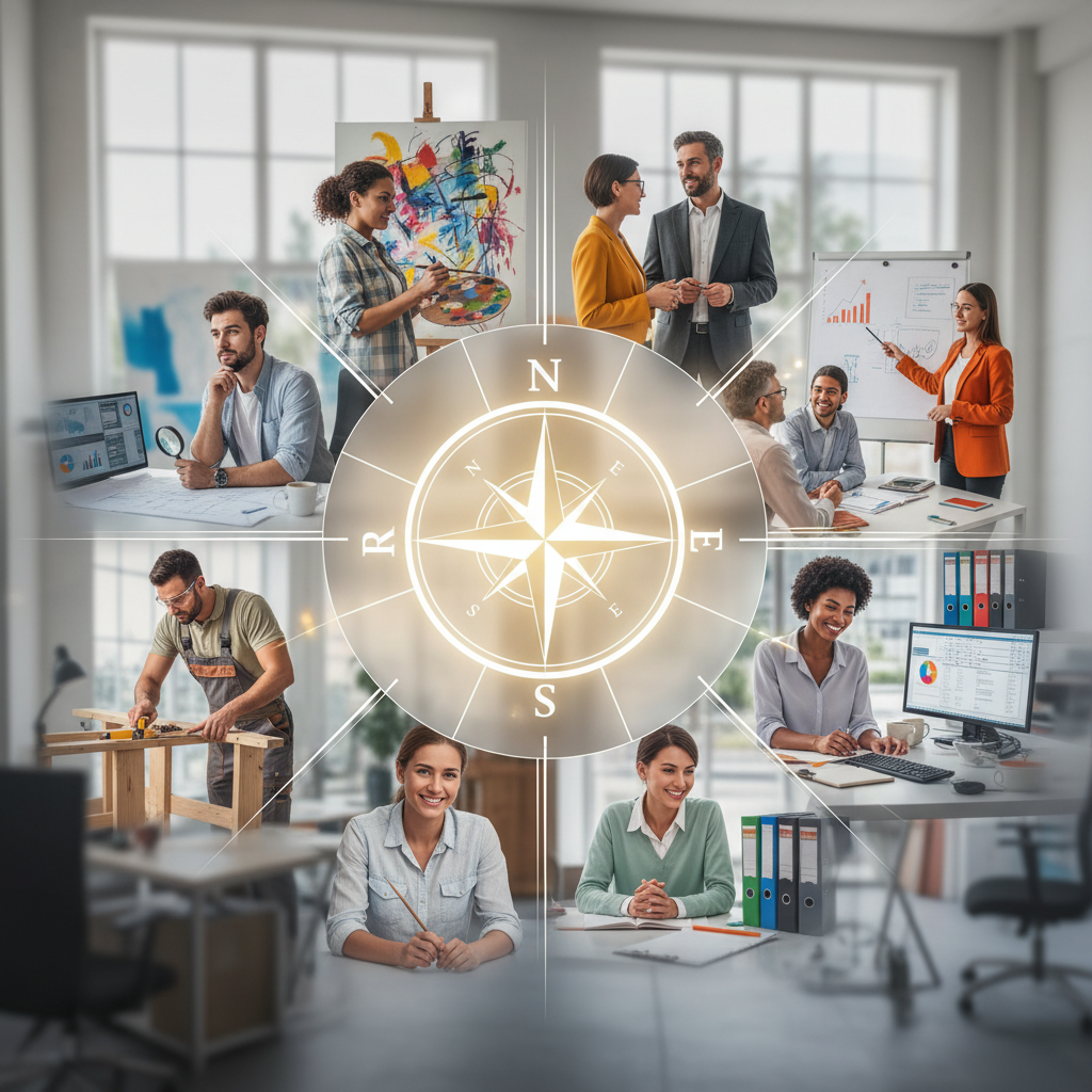 Illustration des 6 profils RIASEC pour comprendre sa personnalité et avancer avec le bon mindset